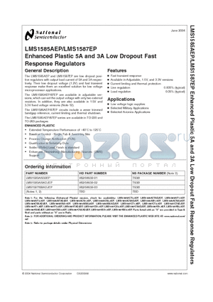 LMS1587ISXADJEP datasheet - Enhanced Plastic 5A and 3A Low Dropout Fast Response Regulators