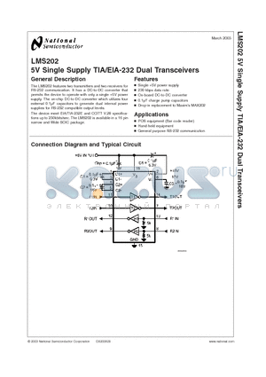 LMS202CMWX datasheet - 5V Single Supply TIA/EIA-232 Dual Transceivers