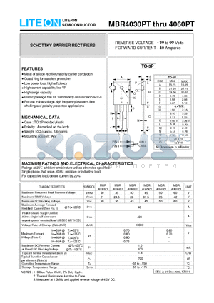 MBR4050PT datasheet - SCHOTTKY BARRIER RECTIFIERS