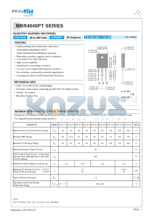 MBR4050PT datasheet - SCHOTTKY BARRIER RECTIFIERS