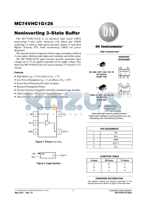 M74VHC1G126DTT1G datasheet - Noninverting 3-State Buffer