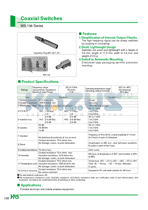 MS-136-P datasheet - Coaxial Switches