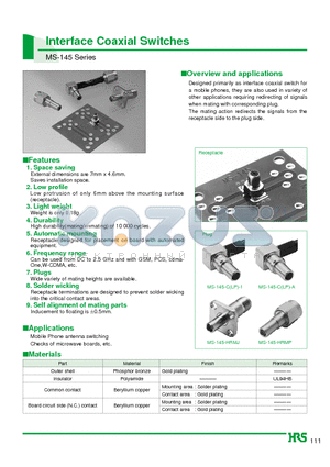 MS-145-C-1 datasheet - Interface Coaxial Switches