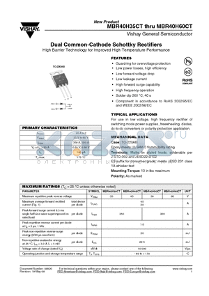 MBR40H45CT datasheet - Dual Common-Cathode Schottky Rectifiers