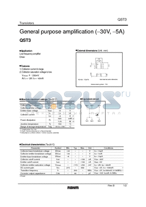 QST3 datasheet - General purpose amplification (−30V, −5A)