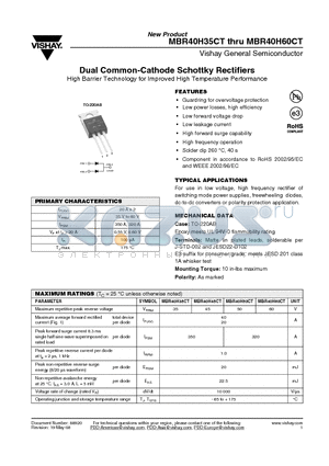 MBR40H45CT-E3/45 datasheet - Dual Common-Cathode Schottky Rectifiers