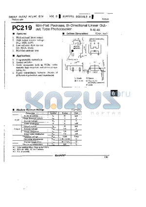 PC219 datasheet - MINI FLAT PACKAGE, BI DIRECTIONAL LINEAR OUTPUT TYPE PHOTOCOUPLER