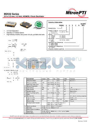 M253216FCN datasheet - 2.5 x 3.2 mm, 3.3 Volt, HCMOS, Clock Oscillator