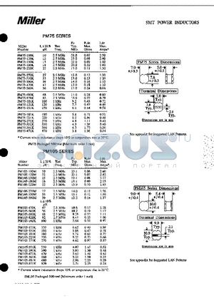 PM105-100M datasheet - SMT POWER INDUCTORS