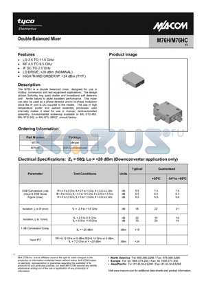 M76H datasheet - Double-Balanced Mixer