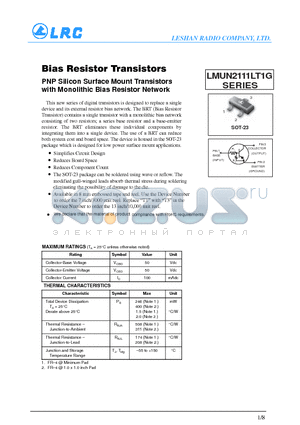 LMUN2114LT3G datasheet - Bias Resistor Transistors