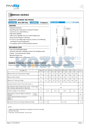 MBR545 datasheet - SCHOTTKY BARRIER RECTIFIERS