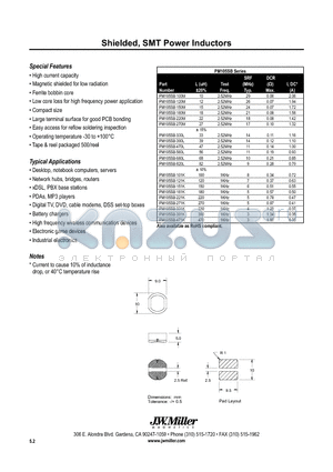 PM105SB-331K datasheet - Shielded, SMT Power Inductors