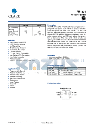 PM1204 datasheet - AC Power Switch