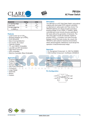 PM1204 datasheet - AC Power Switch