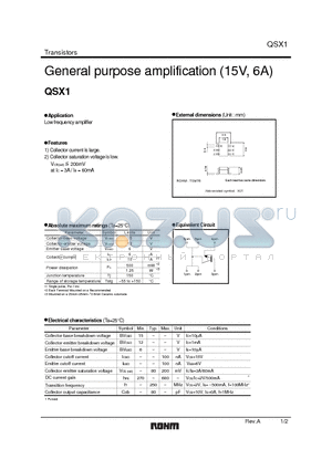 QSX1 datasheet - General purpose amplification (15V, 6A)