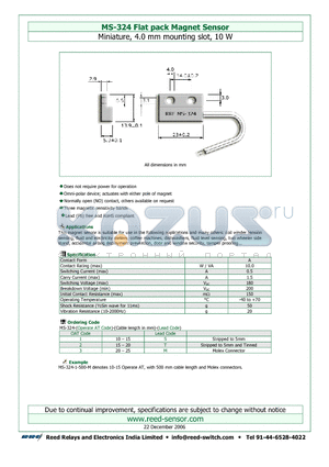 MS-324-3 datasheet - Flat pack Magnet Sensor