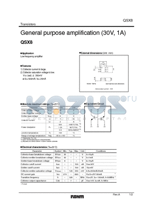 QSX8 datasheet - General purpose amplification (30V, 1A)