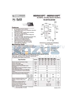 MBR6035PT datasheet - 60 AMPS. Schottky Barrier Rectifiers