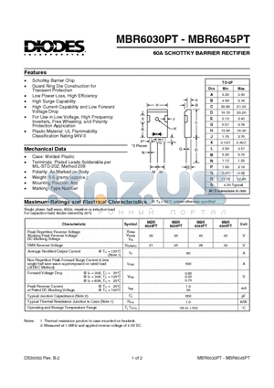 MBR6040PT datasheet - 60A SCHOTTKY BARRIER RECTIFIER