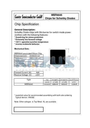 MBR6045 datasheet - Chips for Schottky Diodes