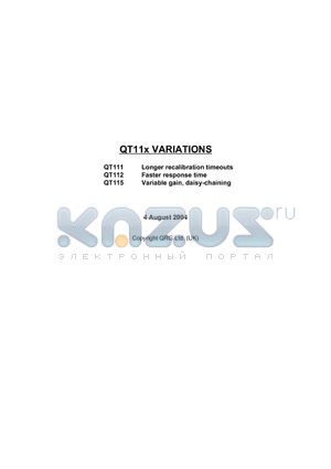 QT115 datasheet - QT 11x Series Variations