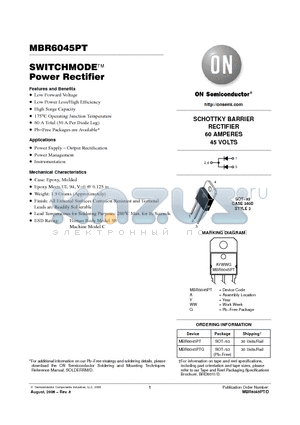MBR6045PT datasheet - SWITCHMODE Power Rectifier