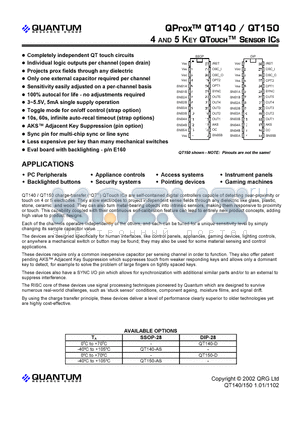 QT140-D datasheet - 4 AND 5 KEY QTOUCH SENSOR ICs