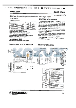 KM44C256A datasheet - 256 x 4 Bit CMOS Dynamic RAM with Fast Page Mode