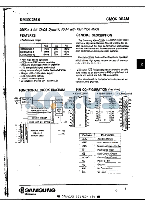 KM44C256B-8 datasheet - 256 x 4 Bit CMOS Dynamic RAM with Fast Page Mode