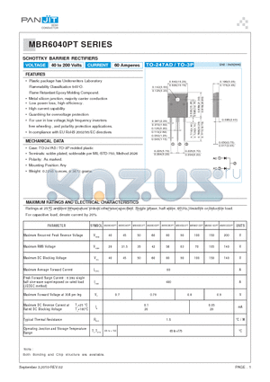 MBR6060PT datasheet - SCHOTTKY BARRIER RECTIFIERS