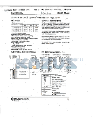 KM44C256BL-10 datasheet - 256 x 4 Bit CMOS Dynamic RAM with Fast Page Mode