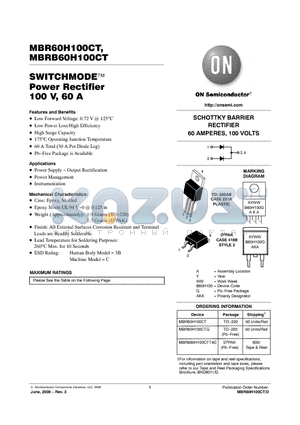 MBR60H100CTG datasheet - SWITCHMODE Power Rectifier