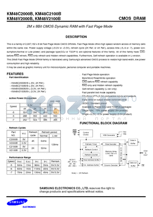 KM48C2000B datasheet - 2M x 8Bit CMOS Dynamic RAM with Fast Page Mode