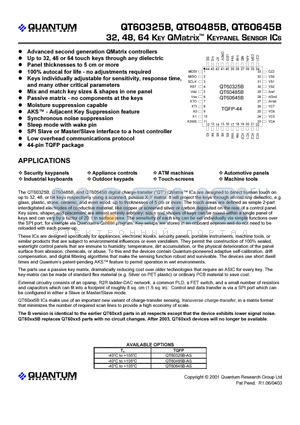 QT60325B-AS datasheet - 32, 48, 64 KEY QMatrix KEYPANEL SENSOR ICS
