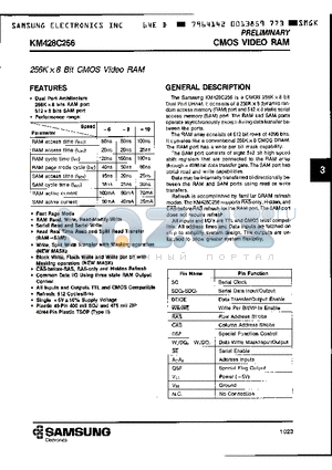 KM428C256-8 datasheet - 256K x 8 Bit CMOS Video RAM