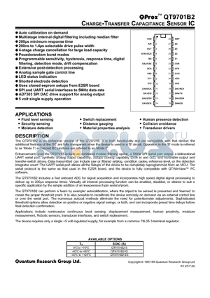 QT9701B2-ES datasheet - CHARGE-TRANSFER CAPACITANCE SENCOR IC