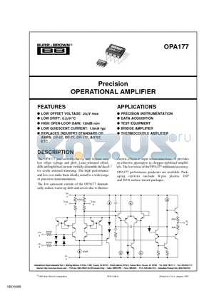 OPA177FPG4 datasheet - Precision OPERATIONAL AMPLIFIER