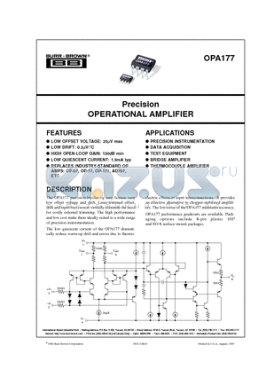 OPA177GS datasheet - Precision OPERATIONAL AMPLIFIER