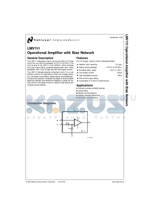 LMV111M5X datasheet - Operational Amplifier with Bias Network