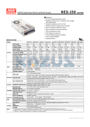 NES-350-36 datasheet - 350W Single Output Switching Power Supply