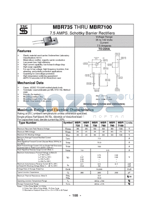 MBR735 datasheet - 7.5 AMPS. Schottky Barrier Rectifiers