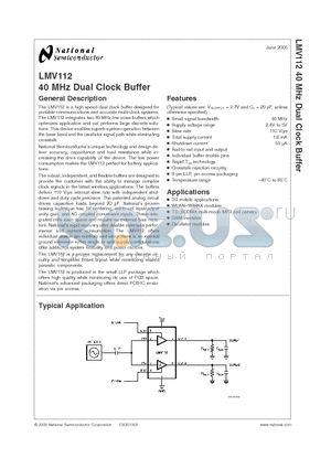 LMV112SDX datasheet - 40 MHz Dual Clock Buffer