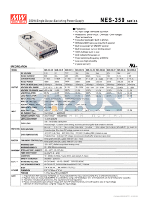 NES-350-5 datasheet - 350W Single Output Switching Power Supply