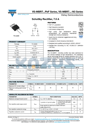 MBR735-N3 datasheet - Schottky Rectifier, 7.5 A
