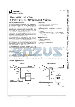 LMV226TLX datasheet - RF Power Detector for CDMA and WCDMA