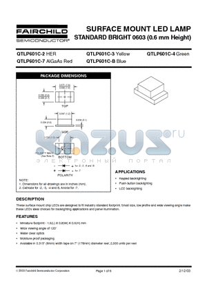 QTLP601C-2 datasheet - SURFACE MOUNT LED LAMP STANDARD BRIGHT 0603 (0.6 mm Height)