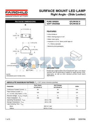 QTLP610C-5 datasheet - SURFACE MOUNT LED LAMP Right Angle - (Side Looker)