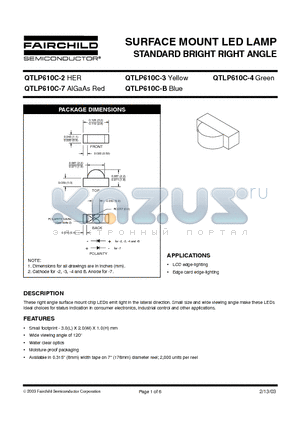 QTLP610C-7 datasheet - SURFACE MOUNT LED LAMP STANDARD BRIGHT RIGHT ANGLE