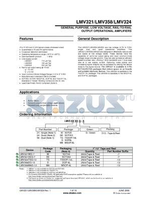 LMV321 datasheet - GENERAL PURPOSE, LOW VOLTAGE, RAIL-TO-RAIL OUTPUT OPERATIONAL AMPLIFIERS